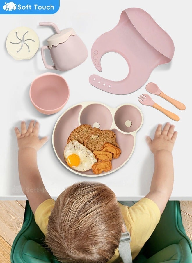 Soft Touch 7 Pcs Baby Feeding Set Silicone Toddler Self Feeding Set Toddler Led Weaning Utensils Set - Image 2